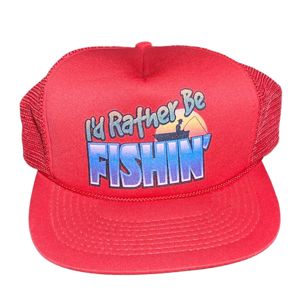 I’d Rather be Fishing Red Hat Snapback Hat Cap Baseball Cap